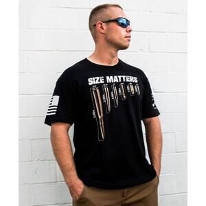 Grunt Style Men's Size Matters Short Sleeve Crew T-Shirt in Black Large MSRP $26